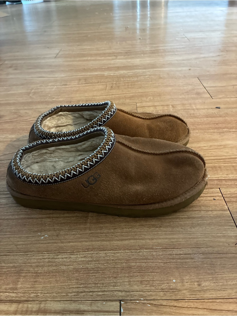 UGG Tasman Slippers Chestnut Brown Suede Women’s Size 10 Sheepskin Lined